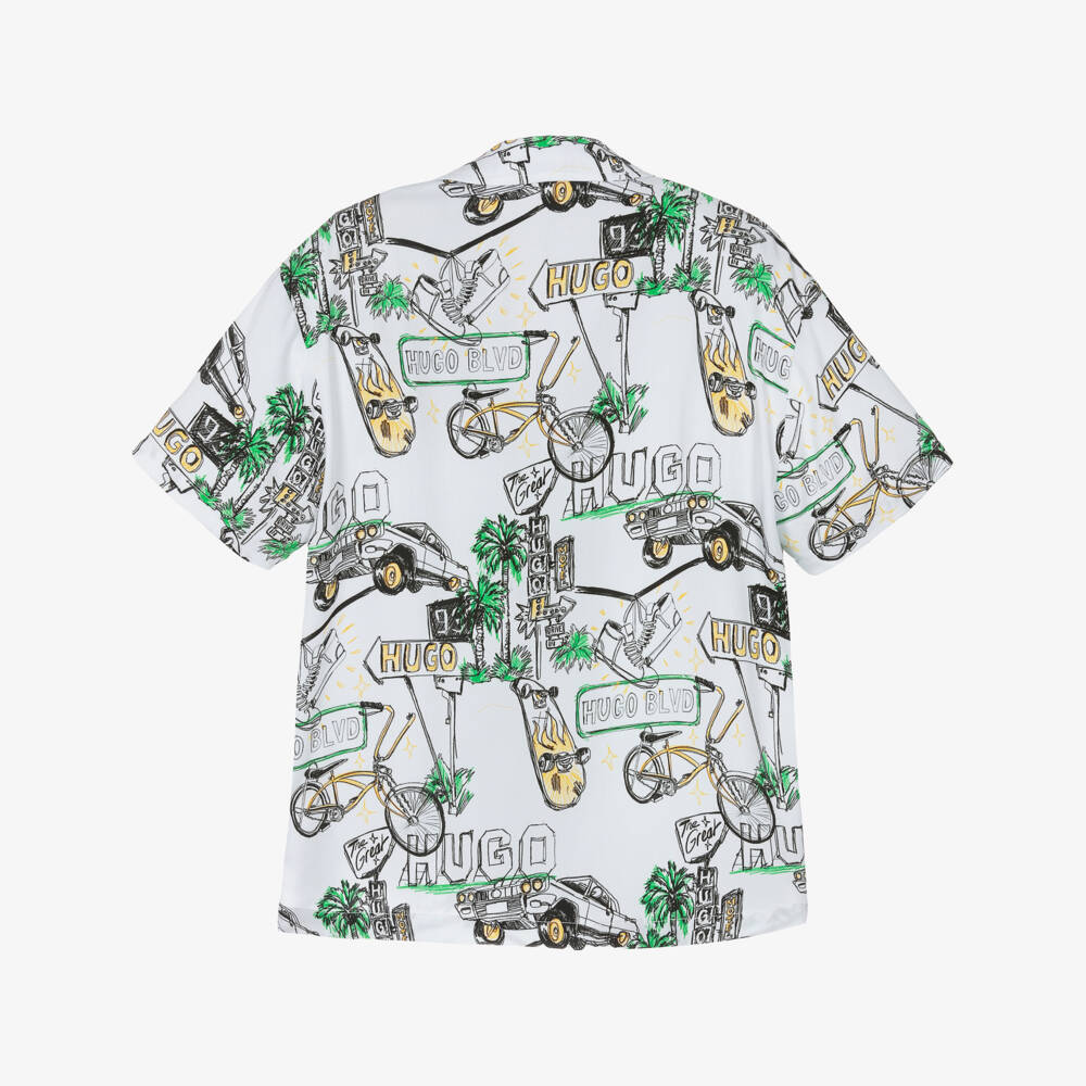 HUGO-Белая рубашка с отложным воротником для мальчиков | Childrensalon Outlet