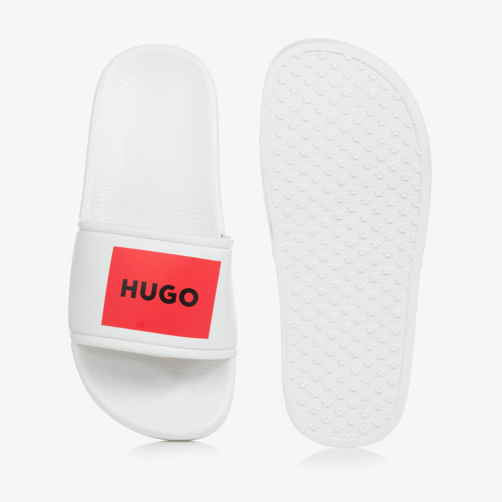 HUGO-Boys White Sliders | Childrensalon Outlet