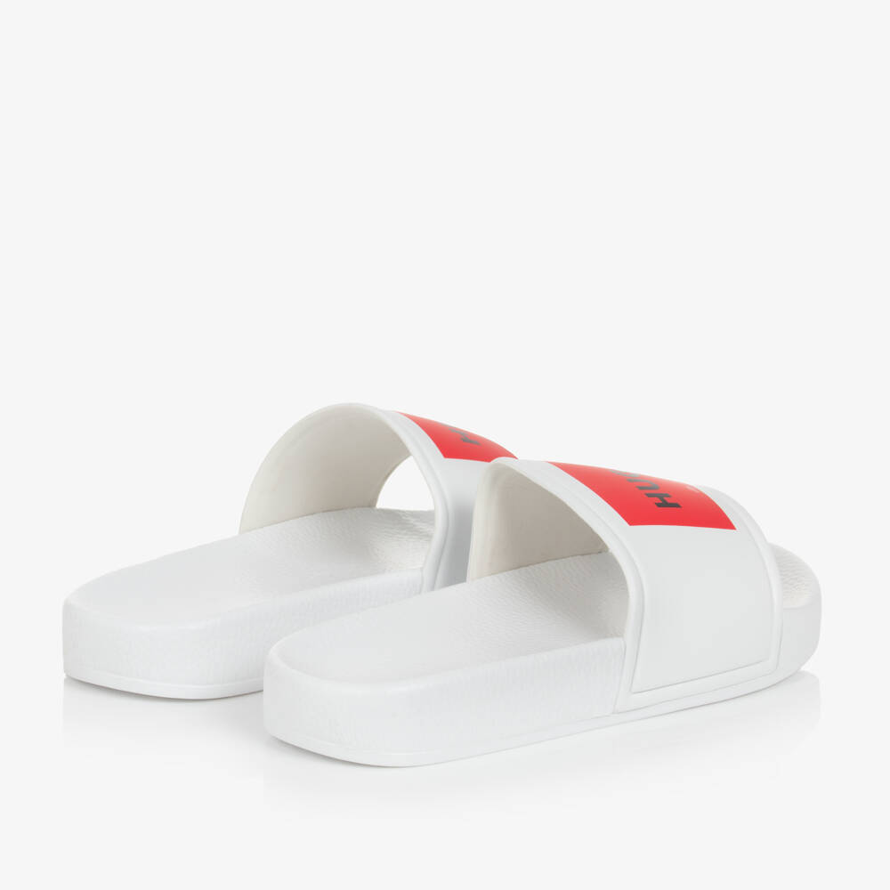 HUGO-Boys White Sliders | Childrensalon Outlet
