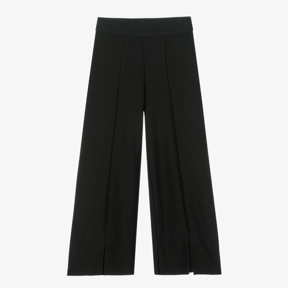 HUGO - Pantalon large noir côtelé fille | Childrensalon