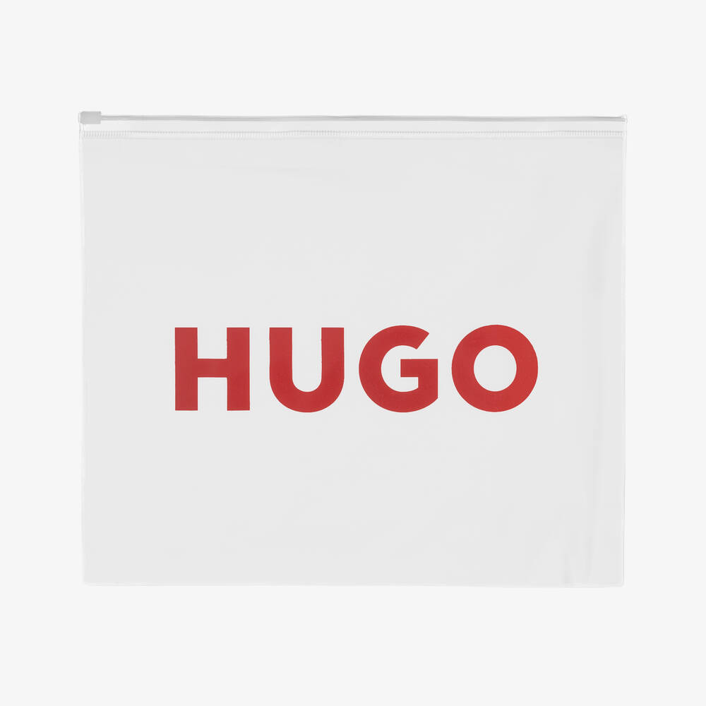 HUGO-Girls Black & White Logo Swimsuit | Childrensalon Outlet