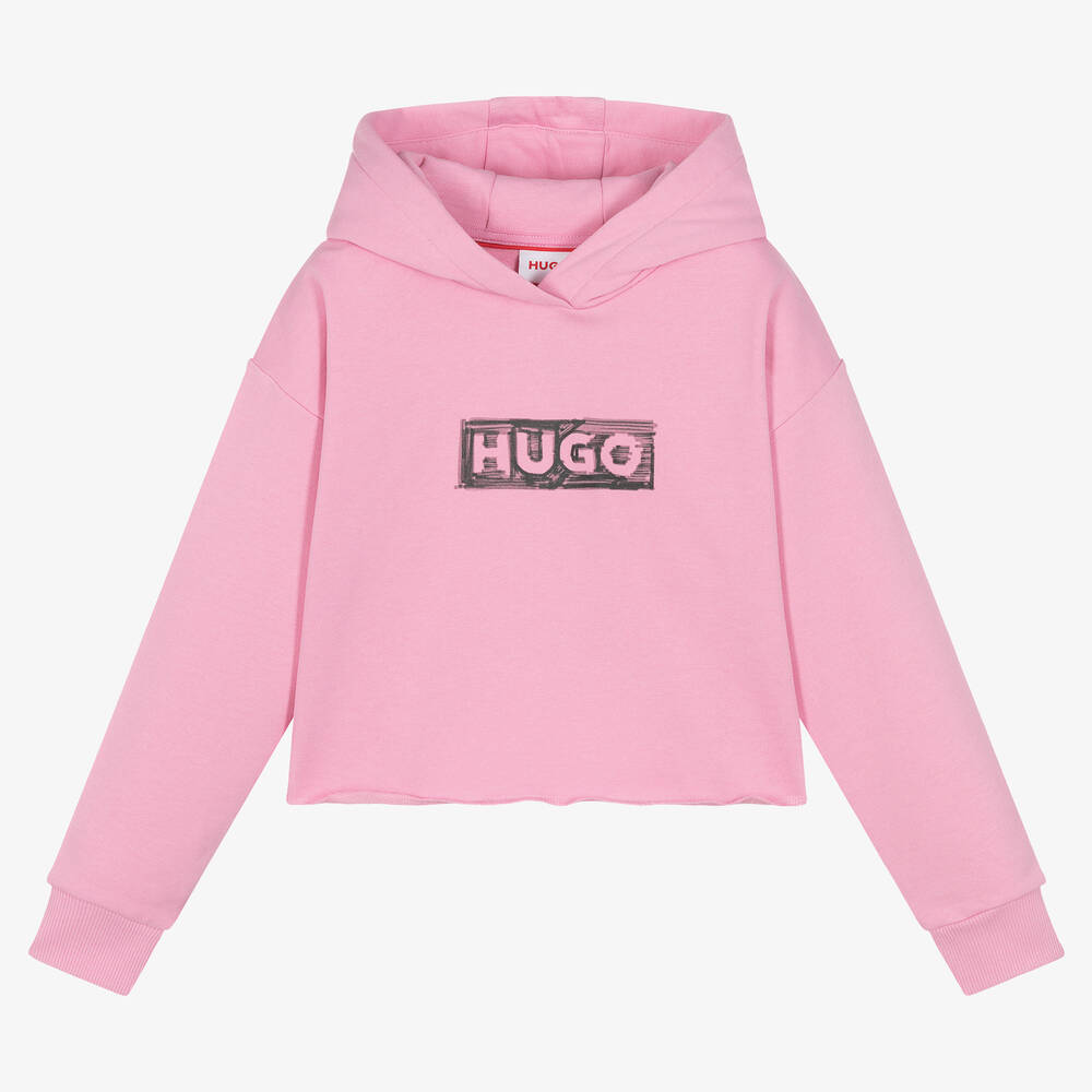 HUGO - Розовая хлопковая худи для девочек | Childrensalon