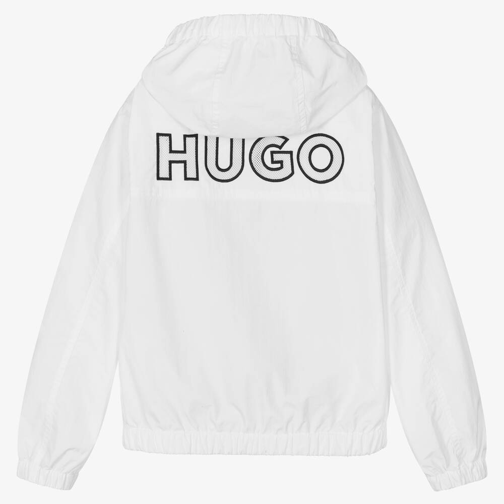 هيوغو-جاكيت هودي واقي من الرياح لون أبيض للأولاد | Childrensalon Outlet