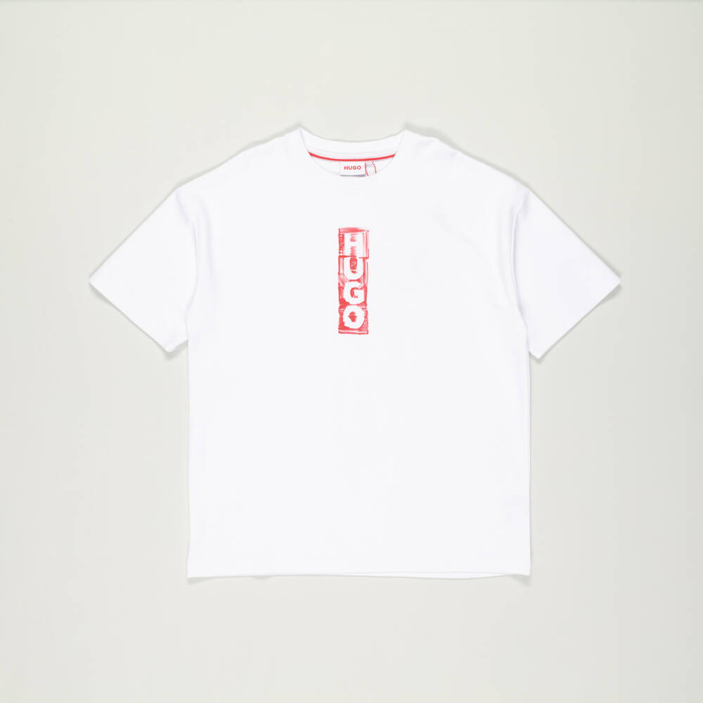 HUGO-Preloved Boys White Cotton T-Shirt (14 years) | Childrensalon Outlet