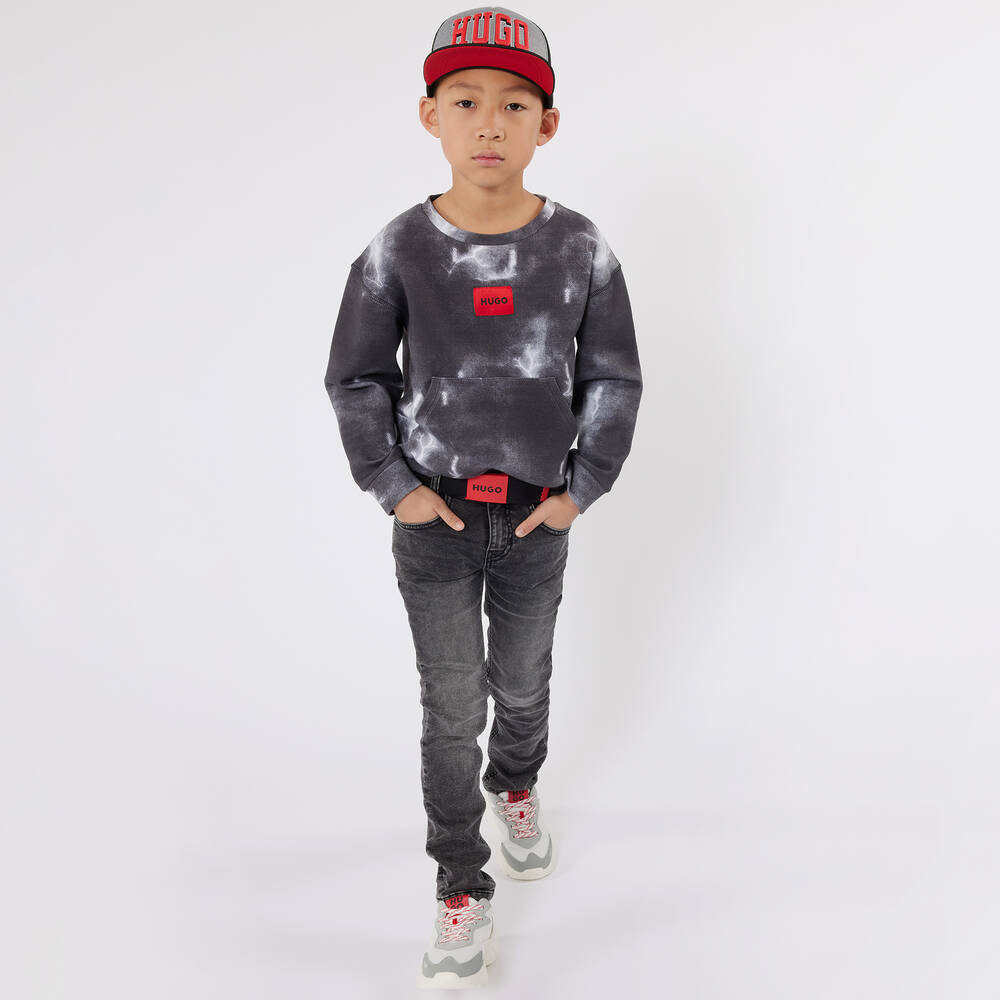 HUGO-Teen Boys Black 708 Jersey Jeans | Childrensalon Outlet