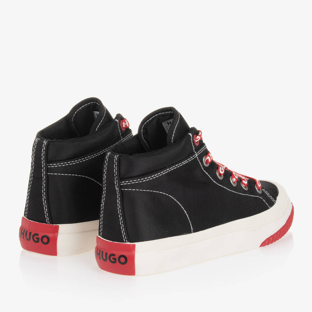 HUGO-Teen Boys Black Canvas Trainers | Childrensalon Outlet