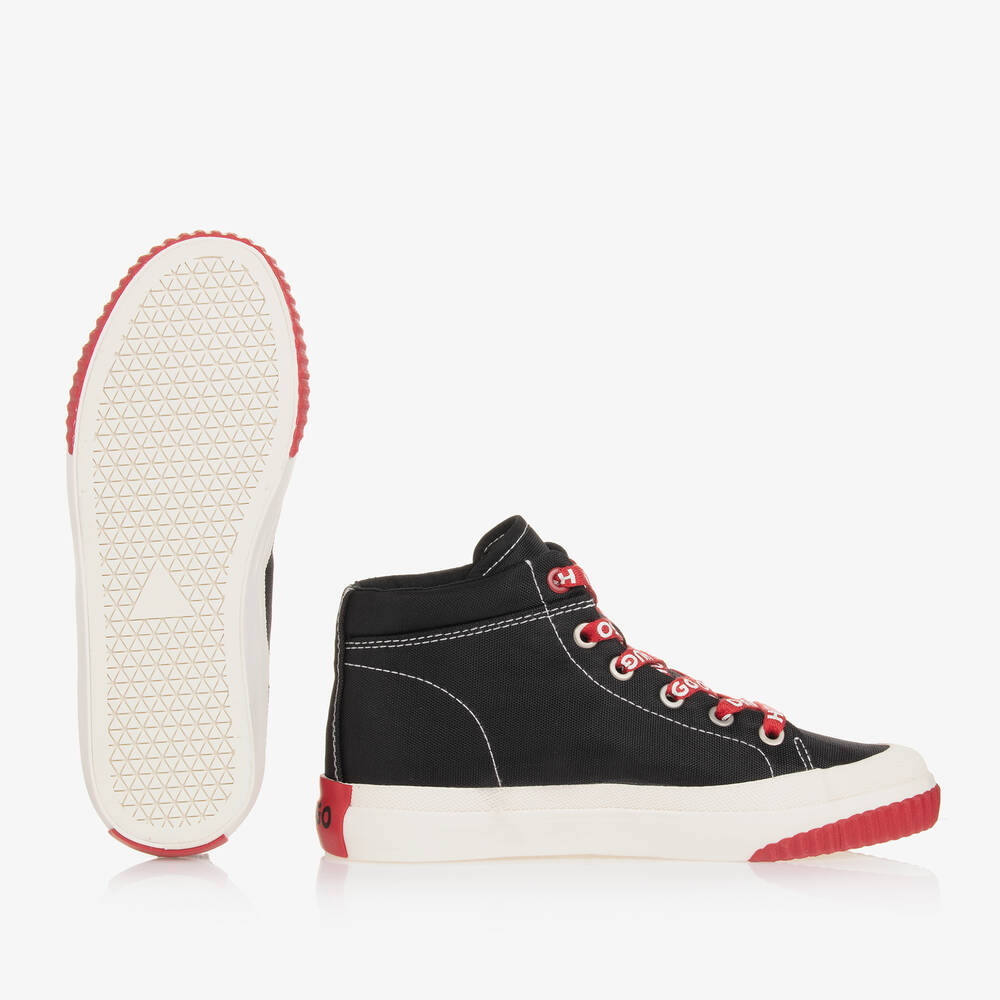 HUGO-Teen Boys Black Canvas Trainers | Childrensalon Outlet