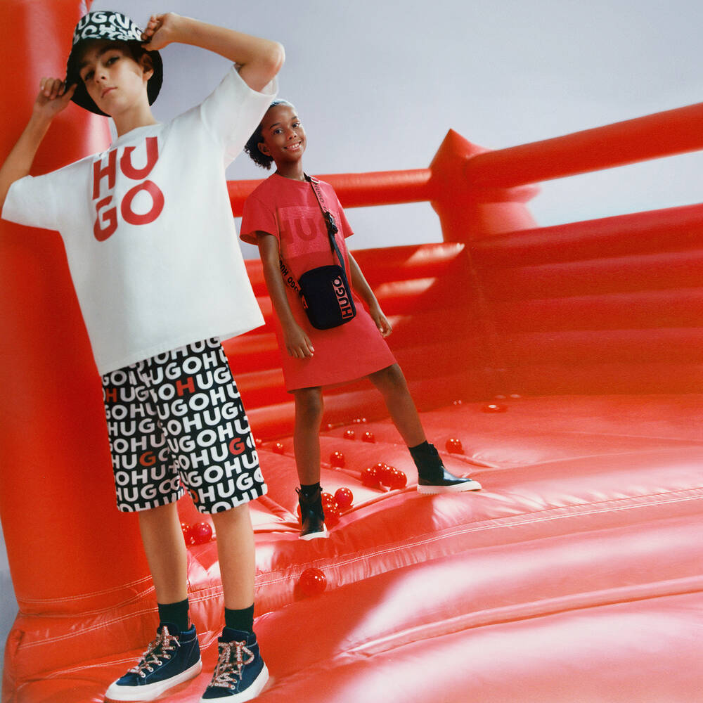 HUGO-Teen Boys Black Canvas Trainers | Childrensalon Outlet