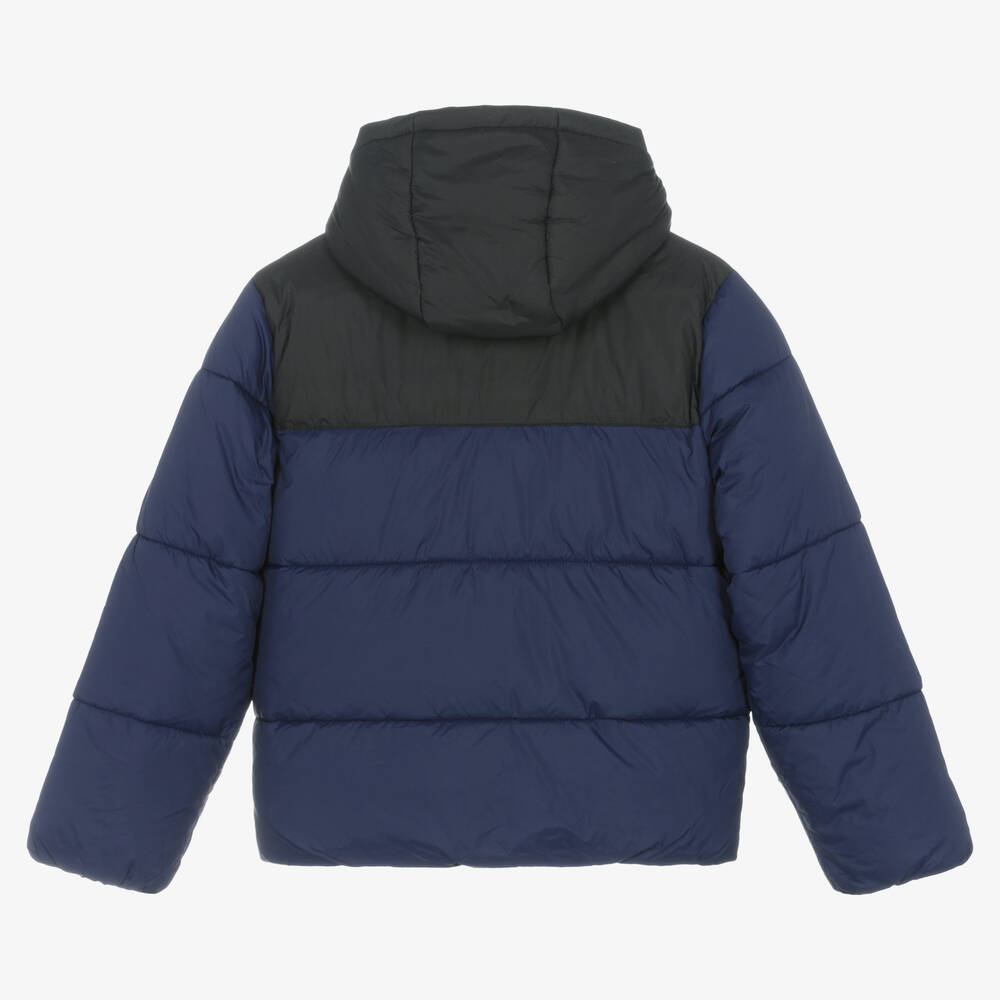 هيوغو-جاكيت بافر هودي لون أسود وأزرق تينز ولادي | Childrensalon Outlet