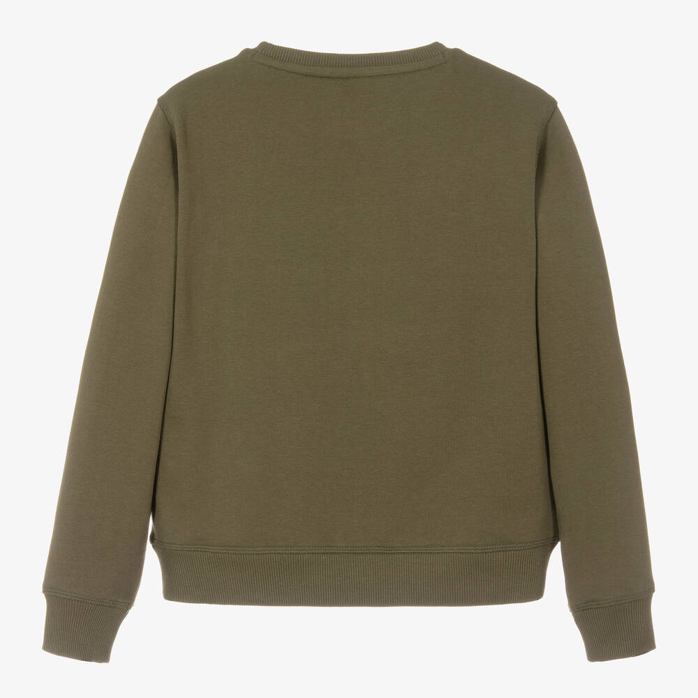 هيوغو-سويتشيرت قطن جيرسي لون أخضر كاكي تينز ولادي | Childrensalon Outlet