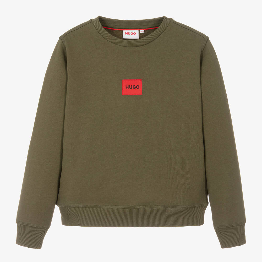 HUGO - Sweat-shirt vert en coton ado | Childrensalon