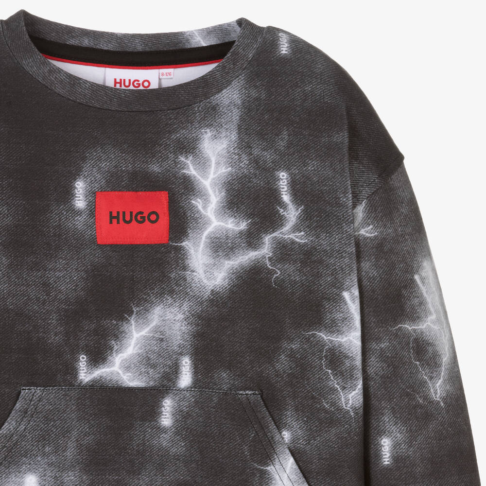 هيوغو-سويتشيرت قطن جيرسي لون رمادي داكن للمراهقين | Childrensalon Outlet