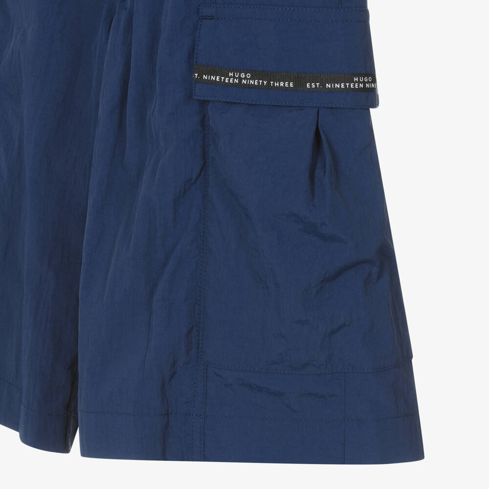 HUGO Teen Boys Navy Blue Cargo Shorts