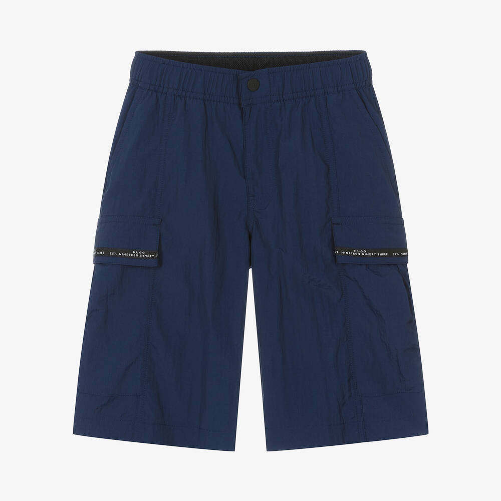 HUGO-Teen Boys Navy Blue Cargo Shorts | Childrensalon Outlet