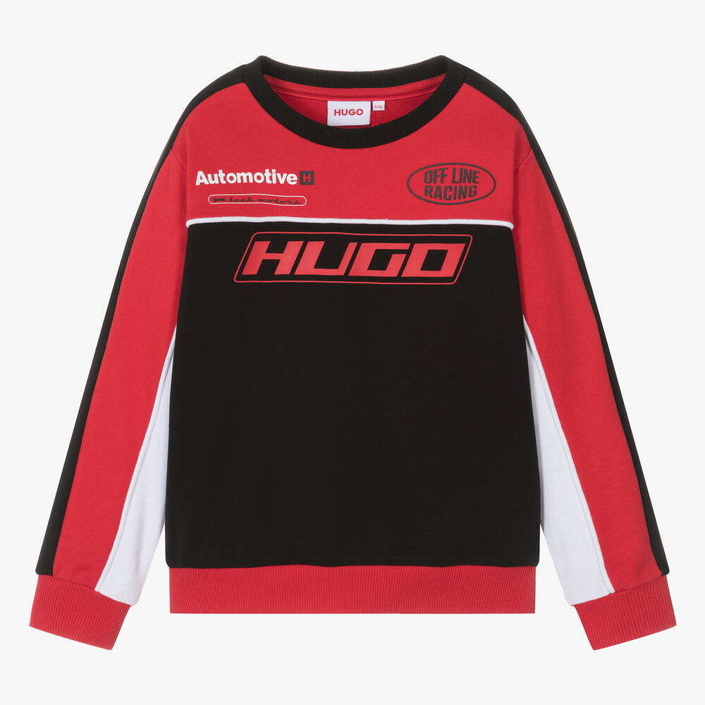 HUGO-Teen Boys Red Cotton Racing Sweatshirt | Childrensalon Outlet