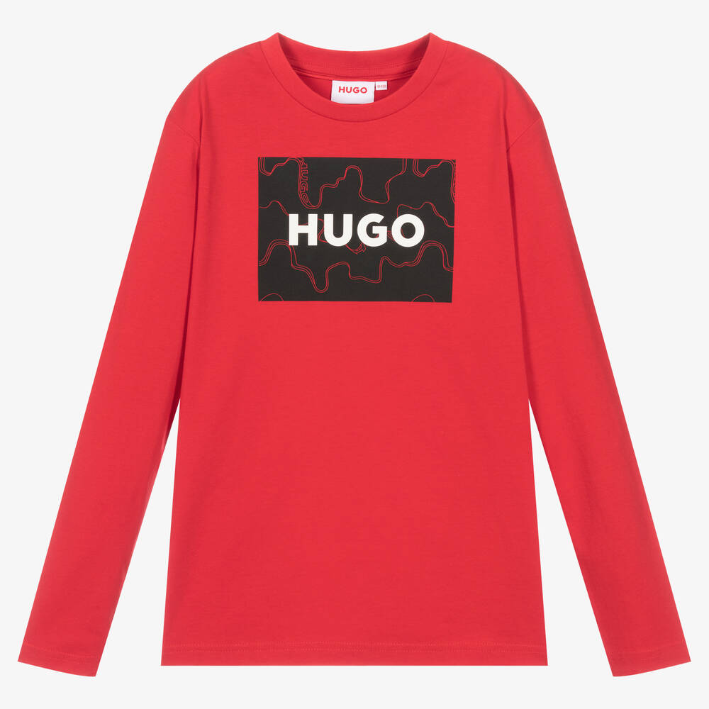 HUGO - توب قطن عضوي لون أحمر تينز ولادي | Childrensalon