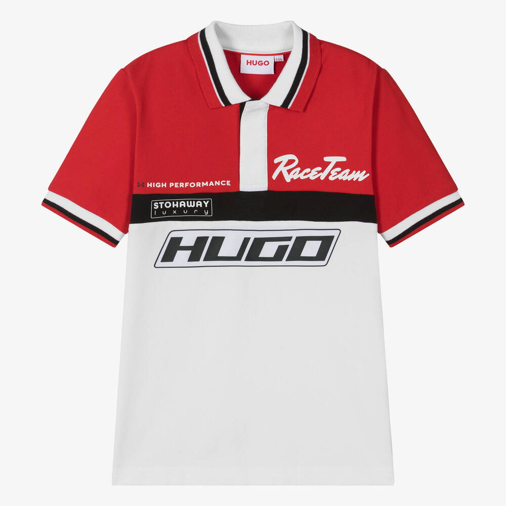 HUGO-Teen Boys Red Racing Polo Shirt | Childrensalon Outlet