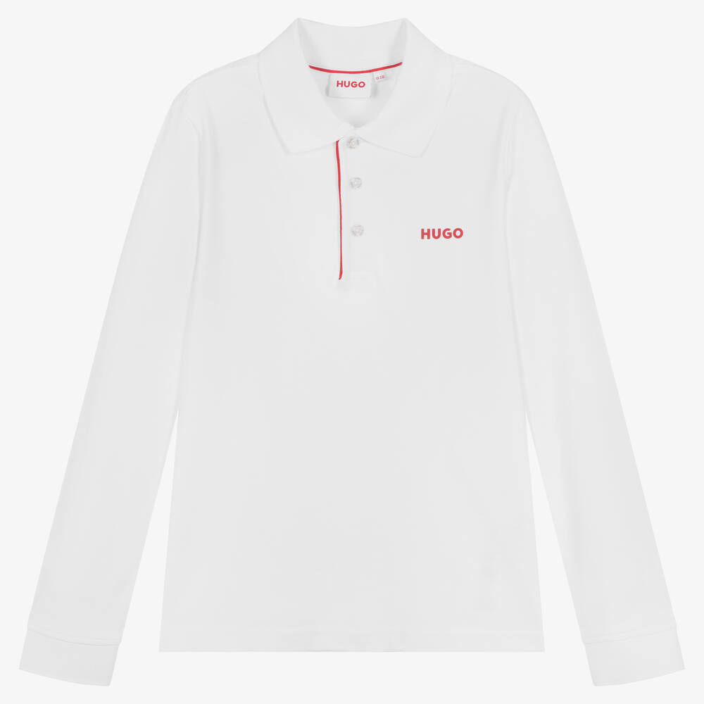 HUGO - Weißes Teen Baumwoll-Poloshirt | Childrensalon