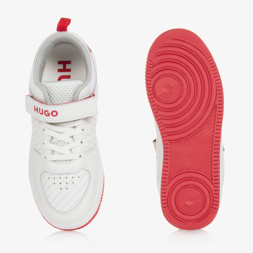 HUGO-Teen Boys White Leather Velcro Trainers | Childrensalon Outlet