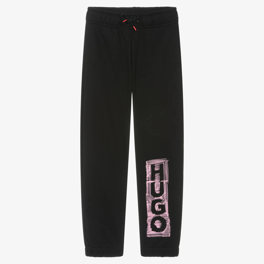 HUGO - Teen Girls Black Cotton Joggers | Childrensalon