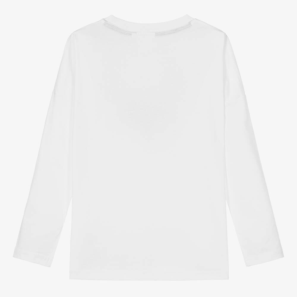 هيوغو-توب قطن عضوي لون أبيض تينز بناتي | Childrensalon Outlet