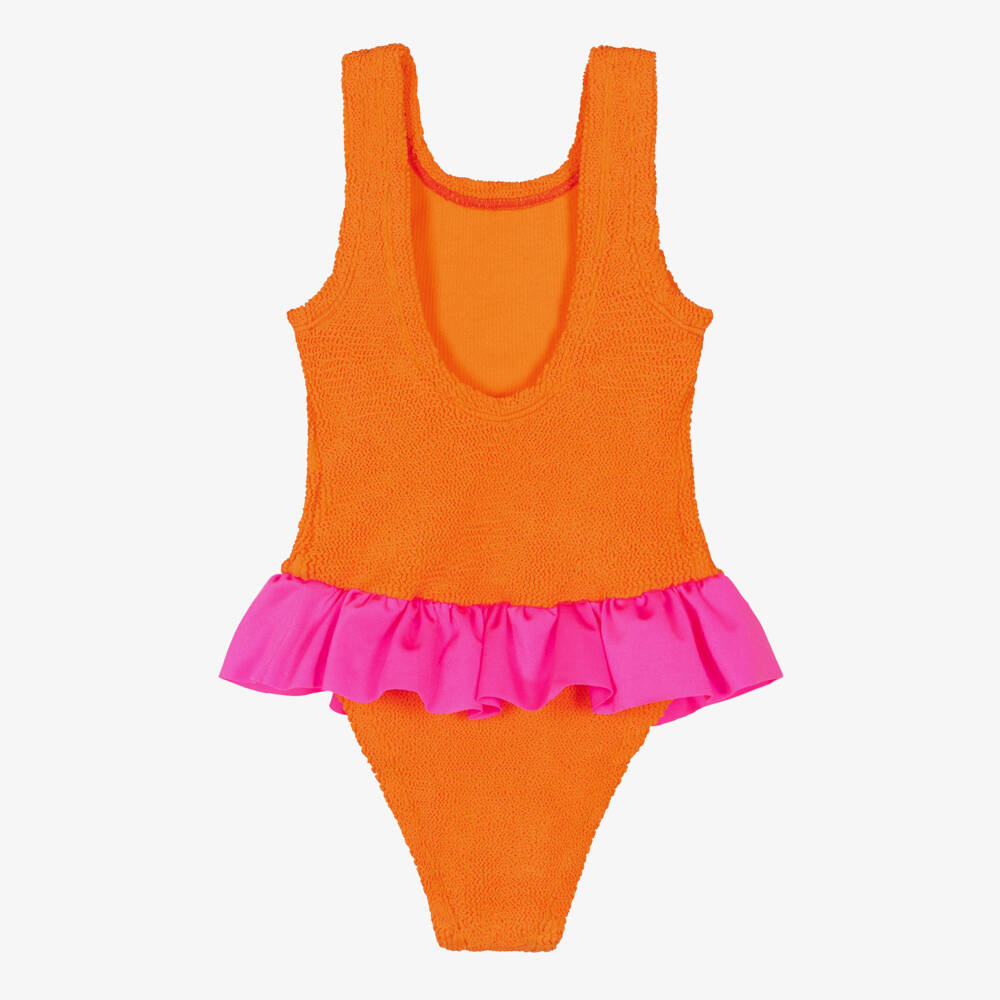 Hunza G-Girls Bright Tangerine Ruffled Swimsuit | Childrensalon Outlet