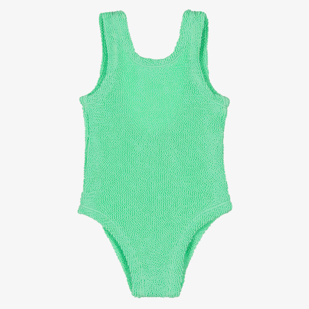 Hunza G-Girls Pale Green Crinkle Swimsuit | Childrensalon Outlet