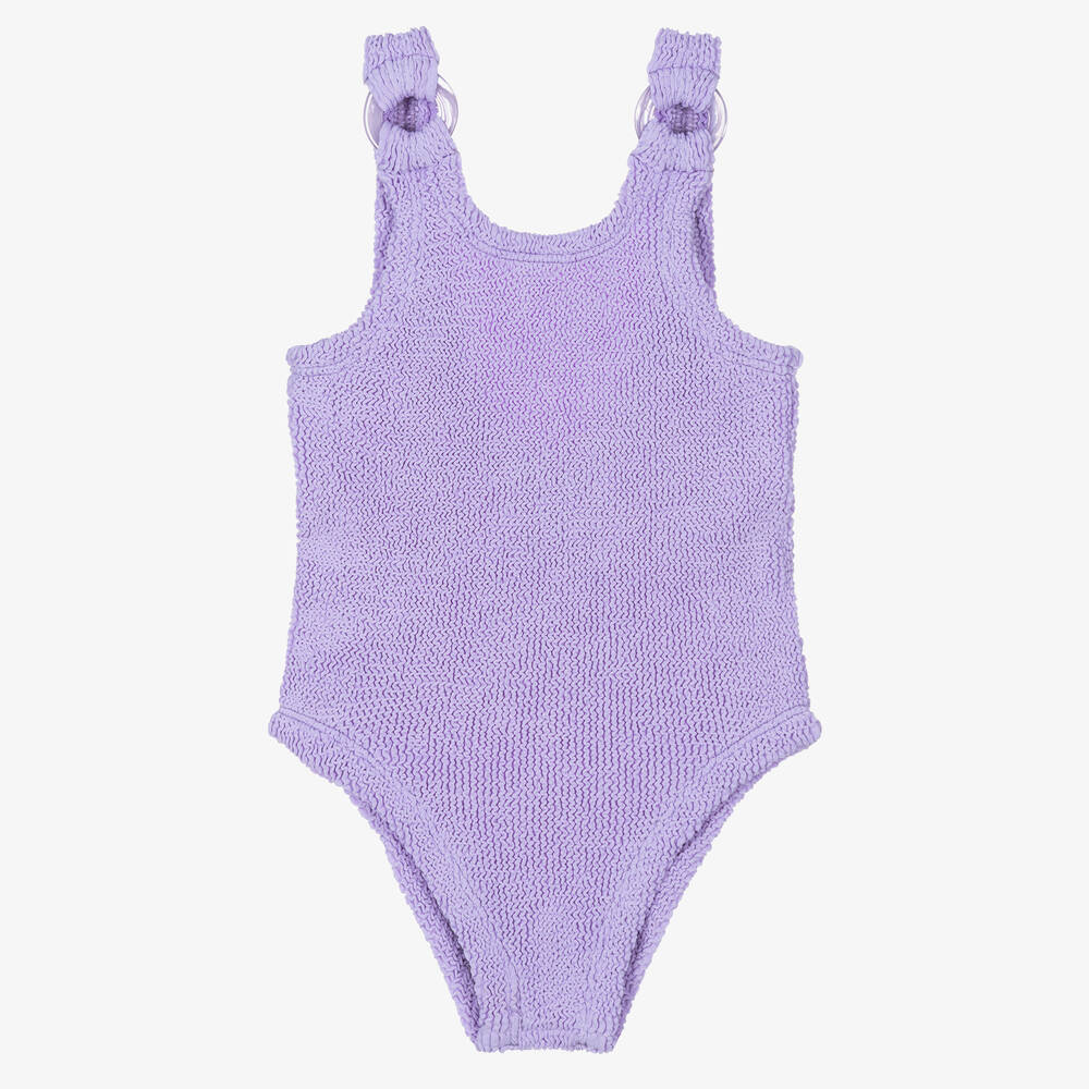 Hunza G-Girls Purple Crinkle Swimsuit | Childrensalon Outlet