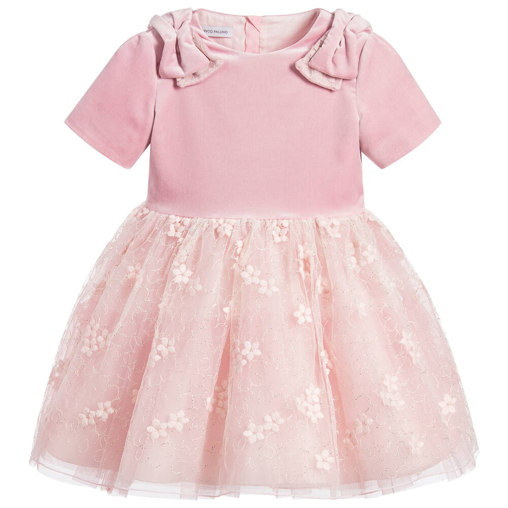 I Pinco Pallino - Robe Fille Rose Velours et Dentelle  | Childrensalon