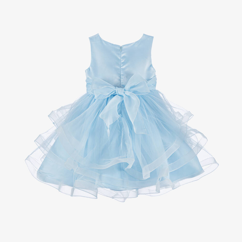 iAMe-فستان أزرق أنيق من التول المزخرف بالورود | Childrensalon Outlet