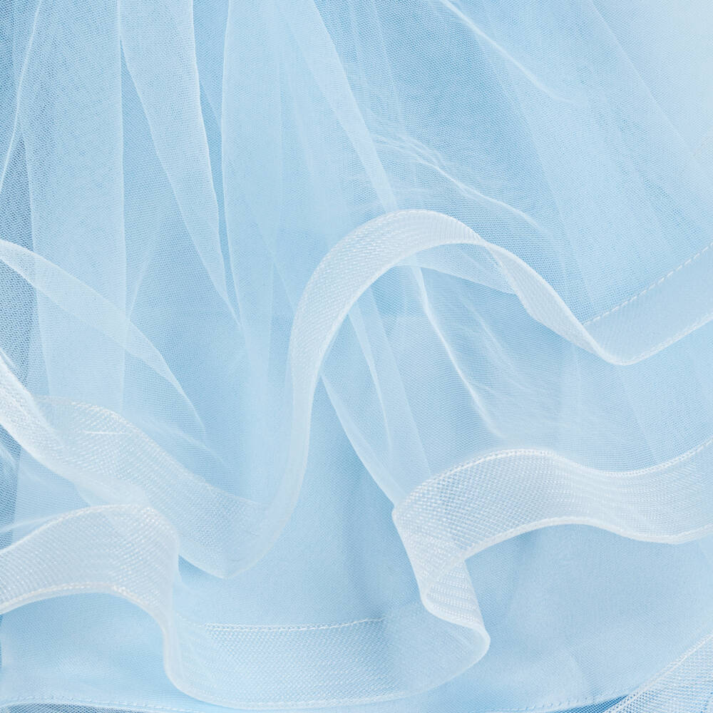 iAMe-فستان أزرق أنيق من التول المزخرف بالورود | Childrensalon Outlet