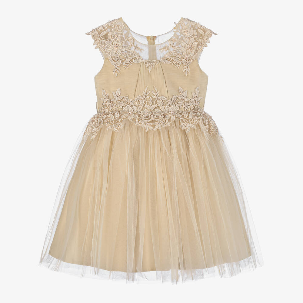 Tulle Skirt Beige Lace Embroidery Dress Tulle Skirt Beige Lace Embroidery Dress