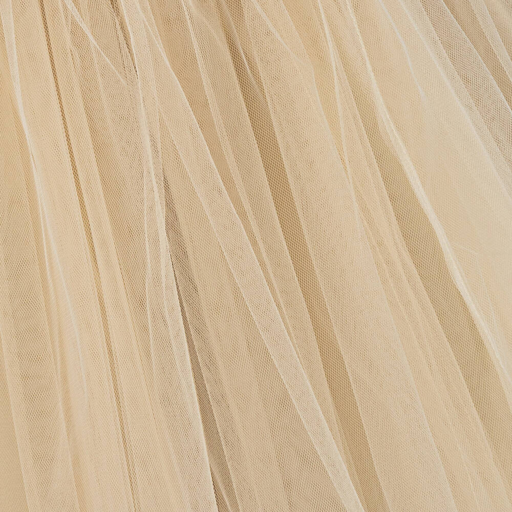 iAMe-Girls Beige Embroidered Tulle Dress | Childrensalon Outlet