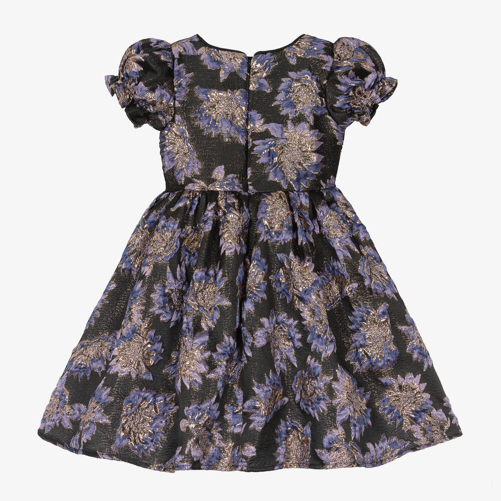iAMe-Girls Black Jacquard Floral Dress | Childrensalon Outlet