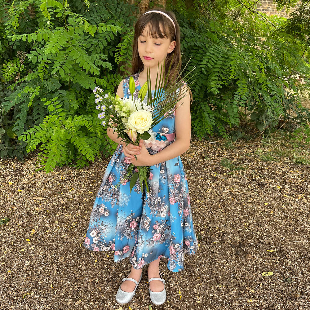 Blue floral dress girls store