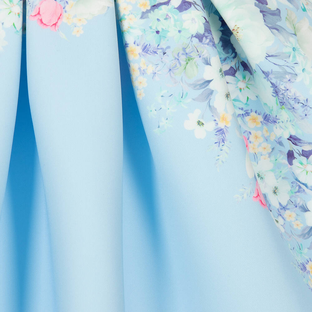iAMe-Girls Blue Floral Scuba Jersey Dress | Childrensalon Outlet