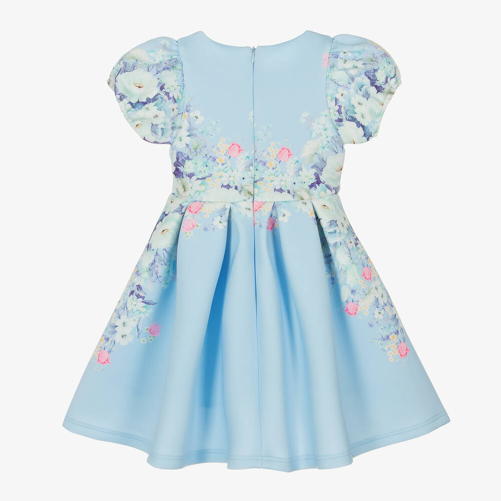 iAMe-Girls Blue Floral Scuba Jersey Dress | Childrensalon Outlet