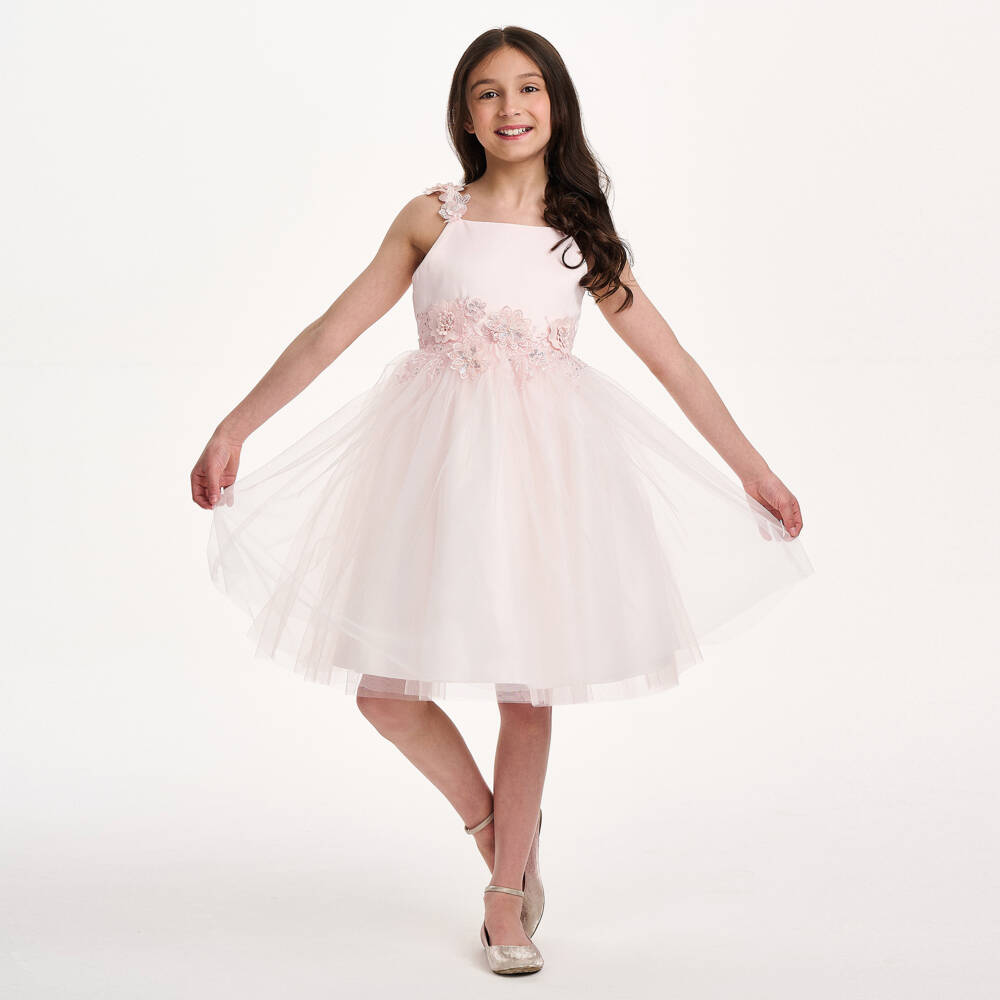 iAMe-Girls Blush Satin & Tulle Gown | Childrensalon Outlet