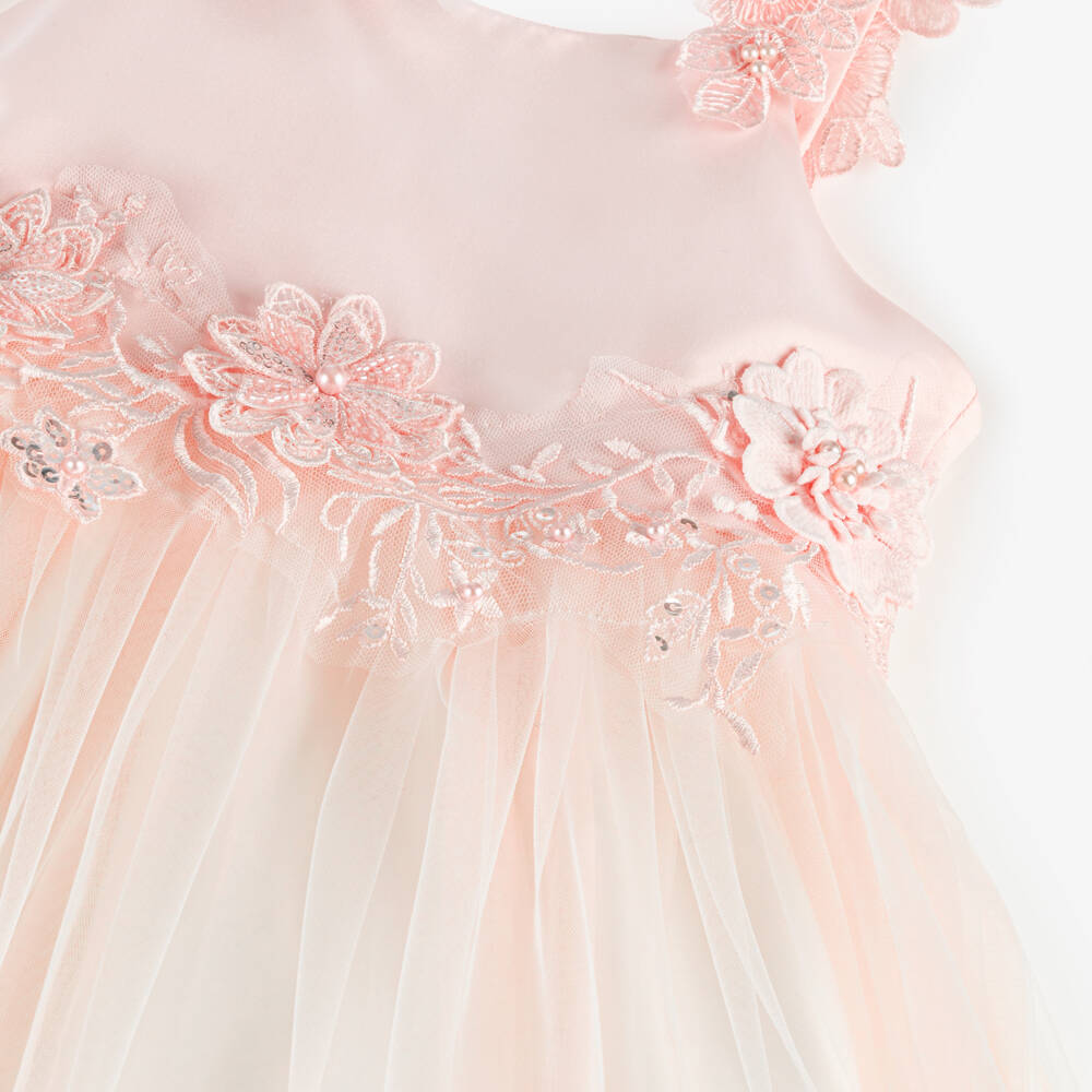 iAMe-Girls Blush Satin & Tulle Gown | Childrensalon Outlet
