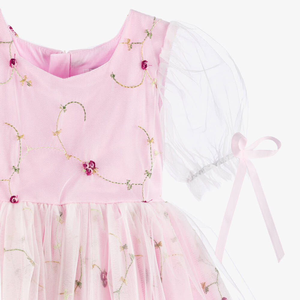 iAMe-Girls Blushing Floral Tulle Gown | Childrensalon Outlet