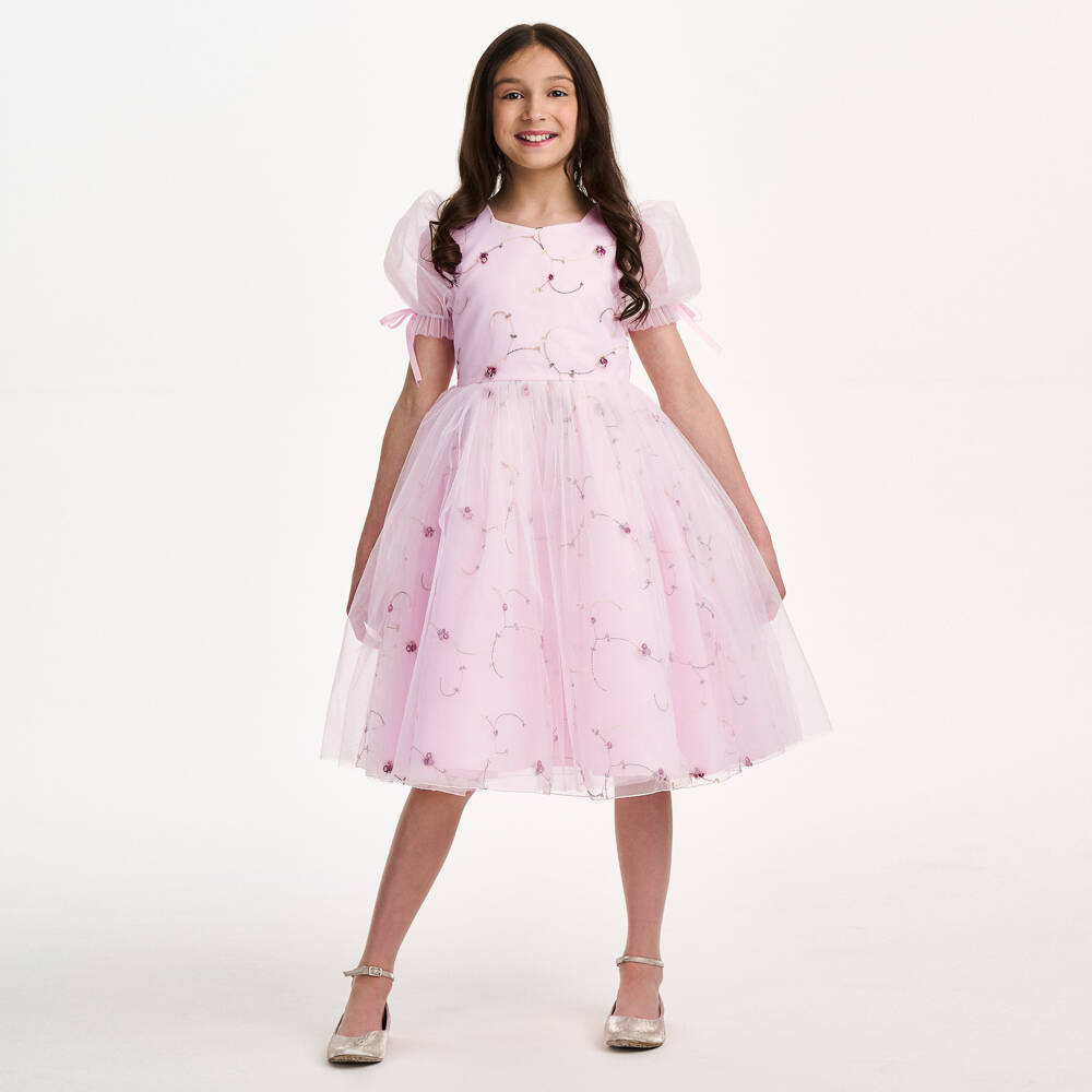 iAMe-Girls Blushing Floral Tulle Gown | Childrensalon Outlet