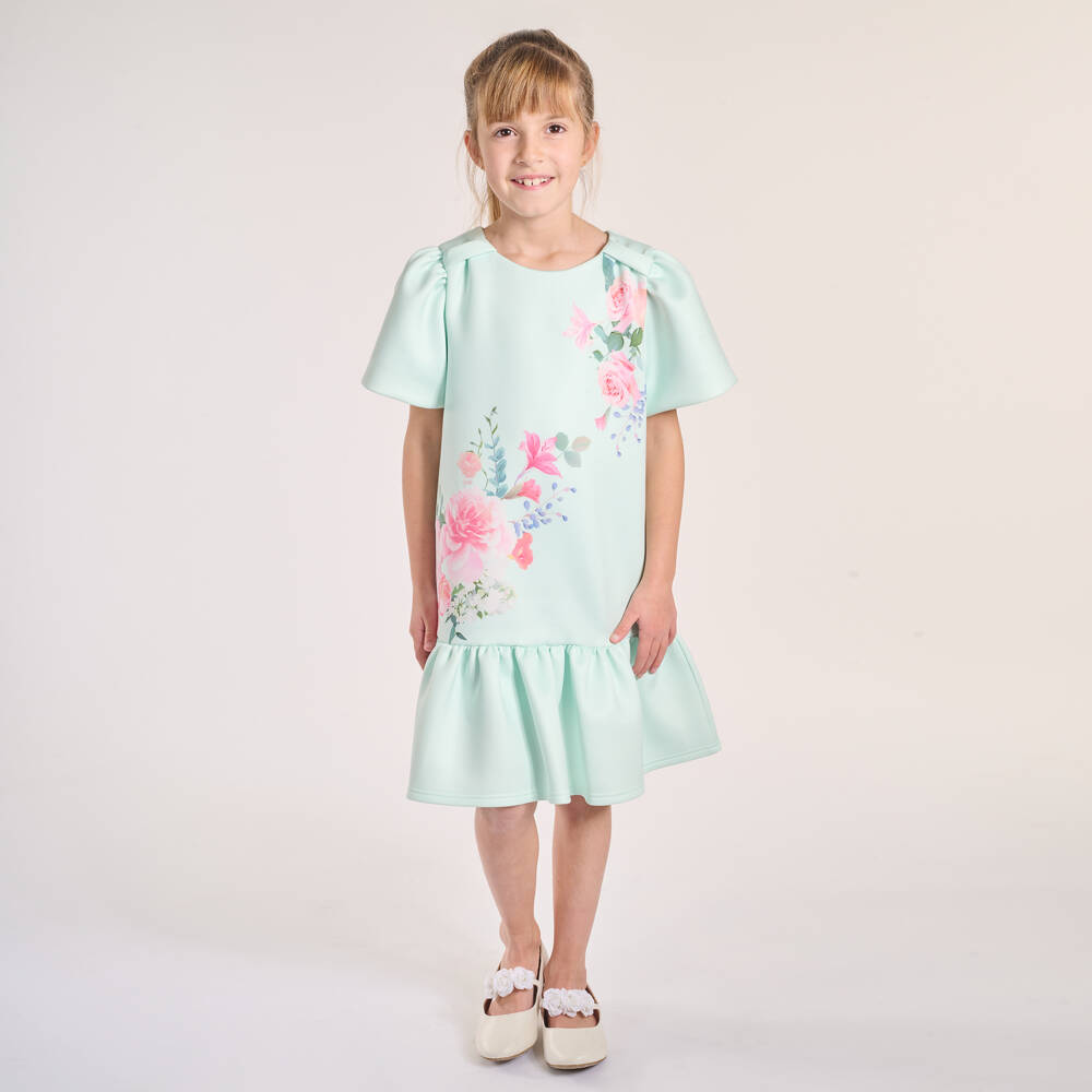 iAMe-Girls Emerald Satin Party Dress | Childrensalon Outlet