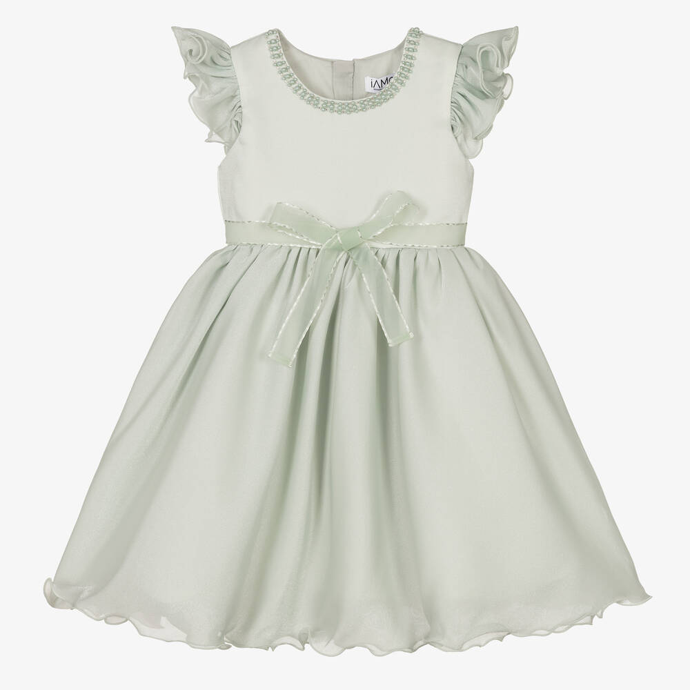 iAMe - Grünes Chiffon- und Satinkleid (M) | Childrensalon