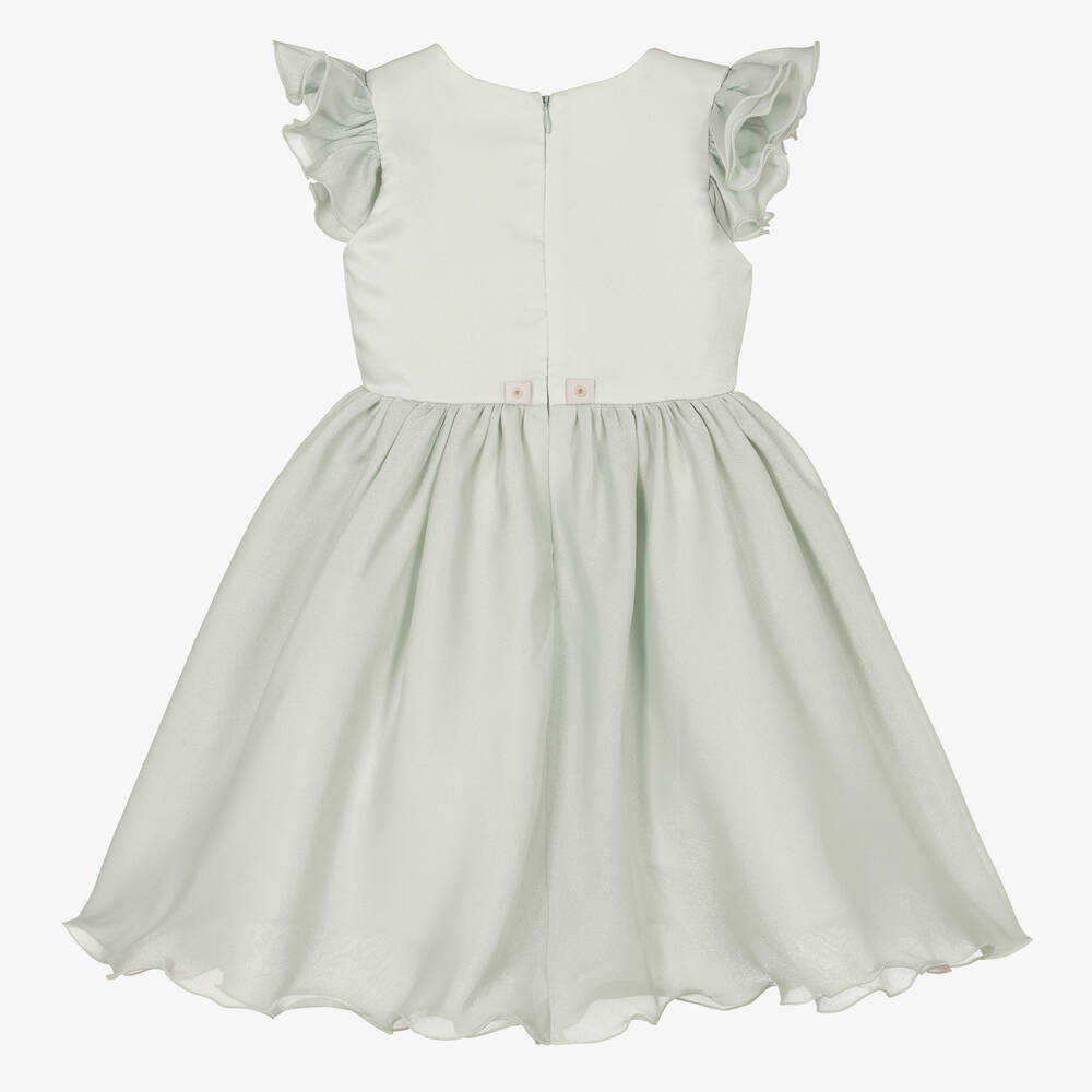 iAMe-Girls Green Chiffon & Satin Dress | Childrensalon Outlet