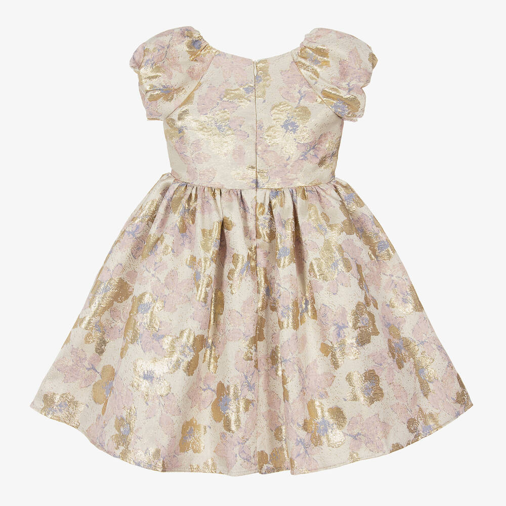 iAMe-Girls Ivory Brocade Floral Dress | Childrensalon Outlet