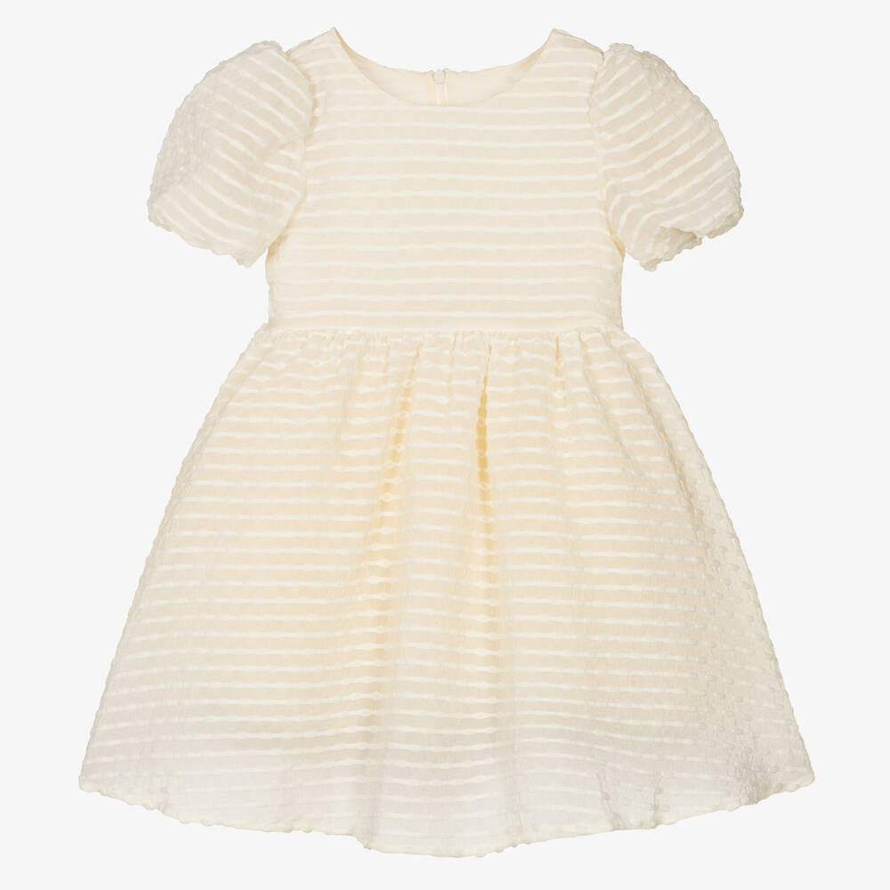 iAMe-Girls Ivory Embroidered Chiffon Dress | Childrensalon Outlet