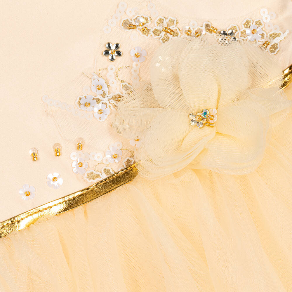 iAMe-Girls Ivory Satin & Tulle Dress | Childrensalon Outlet