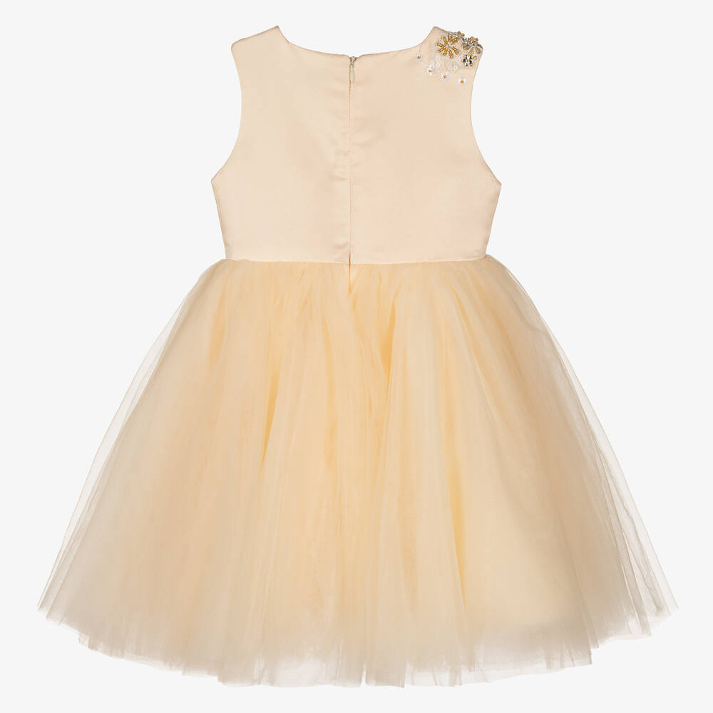 iAMe-Girls Ivory Satin & Tulle Dress | Childrensalon Outlet