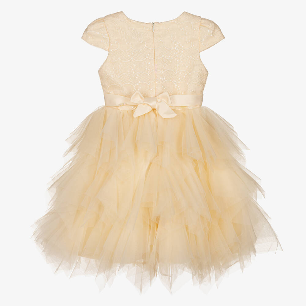 iAMe-Girls Ivory Satin & Tulle Dress | Childrensalon Outlet