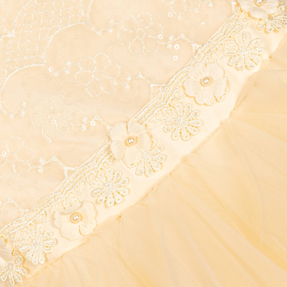 iAMe-Girls Ivory Satin & Tulle Dress | Childrensalon Outlet